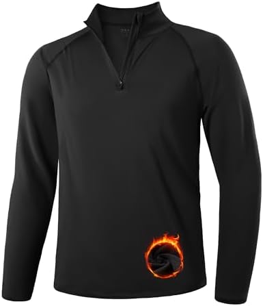 Runhit Men's Quarter Zip Fleece Pullover Thermal Running Shirts Lightweight Sweatshirt Long Sleeve Polo Shirt