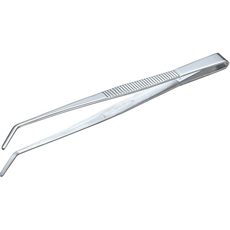 TRUSCO TSP-38 Stainless Steel Tweezers, 7.1 inches 180 mm, Curved Knurled
