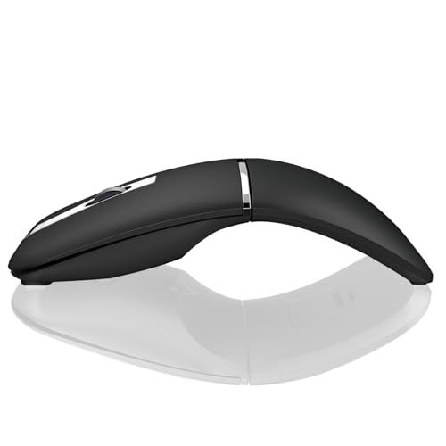 Bluetooth Arc Travel Mouse - BT & 2.4G Wireless Dual Mode, Rechargeable Slim Rotatable Portable, 3 Adjustable DPI, USB Optical Computer Silent Mouse for Microsoft Laptop PC Tablet - Graphite Black