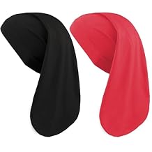 2 Pcs Dreadlock Cap Long Braid Dreads Head Wrap Showercap Elastic Dreadlock Cap for loc Dreads Hair Accessories Stretchy Unisex Sleeping Cap (Black, Red)