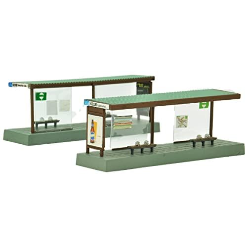 TomyTEC Model Bus Stop - 1150 Scale, Set of 2, Includes Base, Pillars, Roof, Bench, Requires Assembly, Ages 6