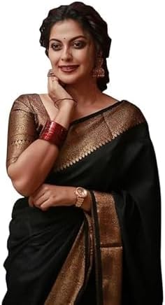 Women's Soft Pure Kanjivaram Silk Saree For Wedding Banarasi Cotton Sari With Blouse Piece (Yatri-51)