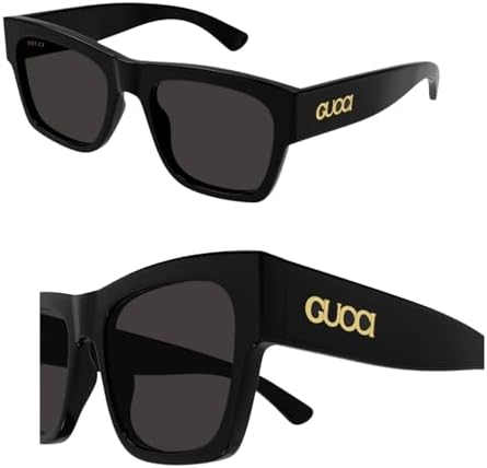 Gucci GG1793S Lettering Logo Square-Shaped Non-Polarized Sunglasses for Men Includes Luxury Eyewear Kit Black Frame with Grey Lens