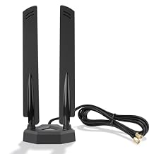 Eightwood WiFi 7 Antenna Tri-Band 6GHz 5GHz 2.4GHz RP-SMA Antenna with Magnetic Base for PC Desktop Computer Gaming Motherboard PCIe Bluetooth Card WiFi 7 Router