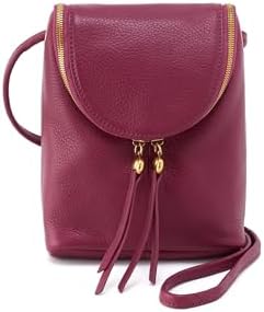 HOBO Fern Leather Crossbody Purse with Adjustable Strap, Exterior Slip Pocket, Double Zip Closure - Perfect for Travel
