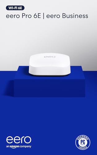 Amazon eero Pro 6E mesh wifi router with 1 month free eero Business (auto-renews annually) - Coverage up to 2,000 sq. ft., Connect 100+ devices, 1-pack