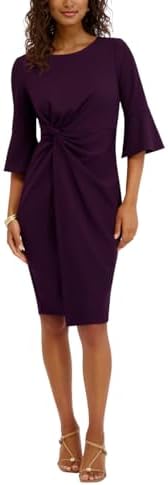Kensie Womens Belle Sleeve Scuba Crepe Midi Dress