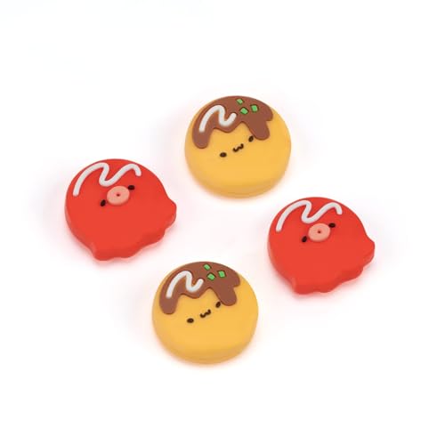 GeekShare Cute Thumb Grip Caps Compatible with Switch  OLED  Switch Lite ,Soft Silicone Joystick Rocker Cover,4PCS- Takoyaki