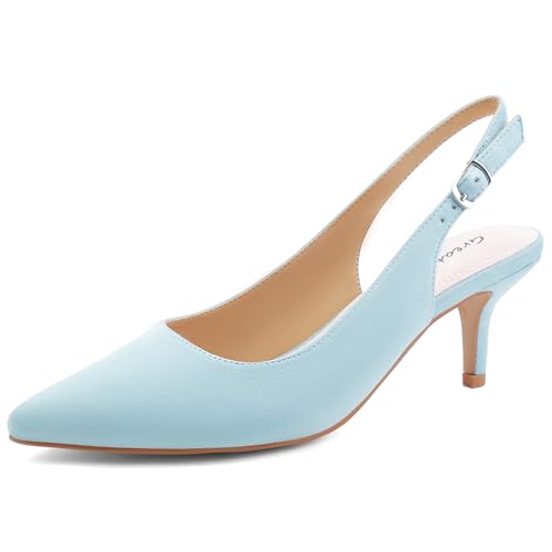 Greatonu Womens Kitten Heels Pointed Toe Slingback Dress Pumps Shoes