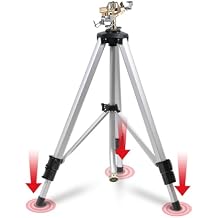 YAMATIC Impact Sprinkler on Adjustable Tripod Base, 360 Degree Large Area, Heavy Duty Adjustable Pulsator Sprinkler for Lawn, Yard and Grass Irrigation, Spray up to 20-90ft(Brass Head)