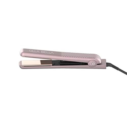 Olla Bella Hair Straightener, 2 in 1 Straightener and Curling Iron, Titanium Flat Iron for Hair with Salon High Heat 450F, V7 in Rose Gold Nude Pink