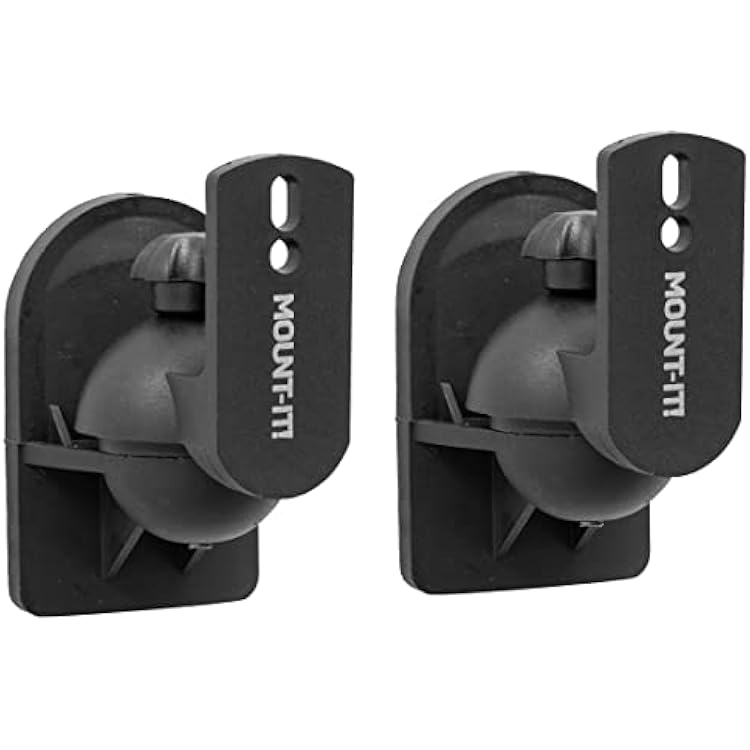 Mount-It! Speaker Wall Mount Full Motion Brackets for Surround Sound Satellite Ceiling and Bookshelf Speakers, 2 Mounts, Black