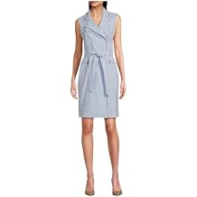 Calvin Klein Women's Sleeveless Collared Belted Mini Jacket Dress