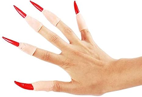 Witches Finger Claws Nail Claws False Nail Halloween Costumes Spooky Scary Witches Nails Fake Finger Paw Claws Fingertip Arrow Claw Cosplay Party Halloween Prop Gothic Vampire Nail Witch Claws 10PCS