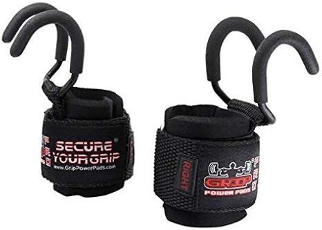 Weight Lifting Rod Hooks Heavy Duty Wrist Wraps Power Weight Lifting Training Gym Grips Straps Set of 2