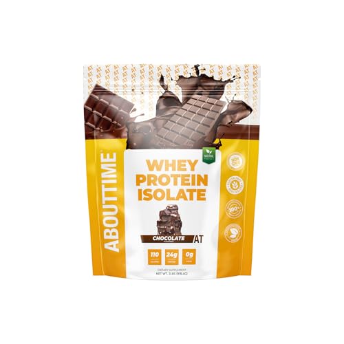 About Time Whey Protein Isolate Powder 24g Chocolate, Natural Ingredients, Non-GMO, Gluten-Free, Lactose-Free, Zero Sugar, Low Carb, 32 Servings