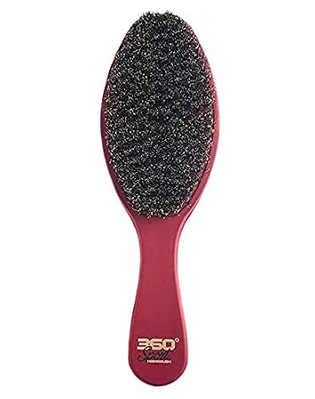 ROYAL BURGUNDY SOFT 100% BOAR BRISTLE 360 WAVE BRUSH - Crown 2.0 Hairbrush by Crown Quality Products - The Ultimate 360 Wave Brush