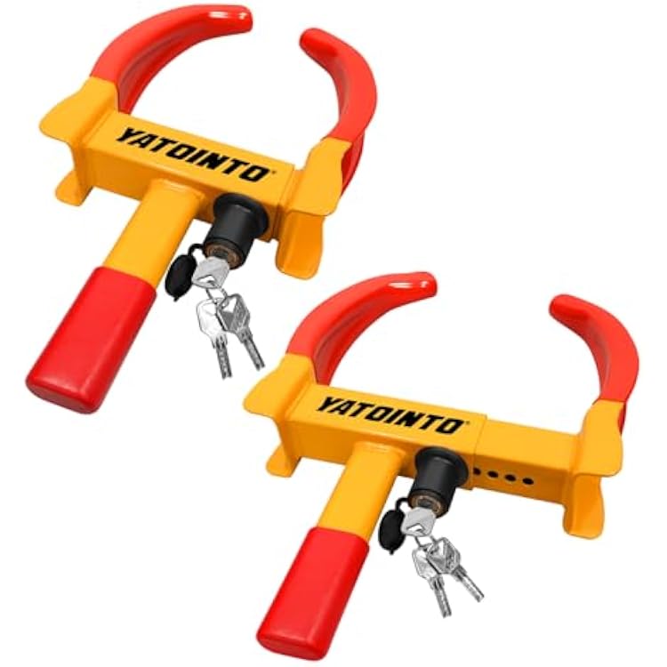 Universal Wheel Lock,2 Pack Heavy Duty Trailer Lock,Security Tire Locks Anti Theft Wheel Lock, Adjustable Max 11.4 for Trailer,Car Boot,Golf Cart,ATV,SUV,RV,Boat,Camper Motorcycle with 6 Keys Alike