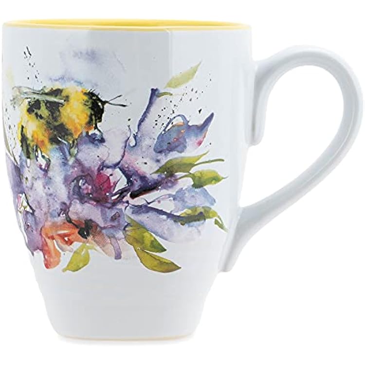 DEMDACO Dean Crouser Nectar Bumblebee Watercolor Yellow 12 ounce Ceramic Stoneware Coffee Mug