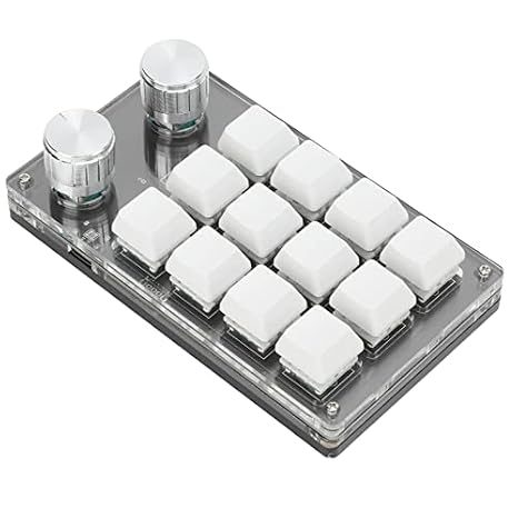 Zerodis Macro Mechanical Keyboard, One Handed Macro Mechanical Keyboard 12 Key Multifunction DIY Programmable Keypad for Office Gaming Labsecurity Accessories (Black White)