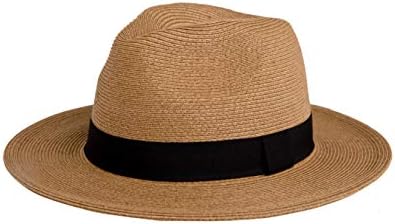 Pineapple&Star Sun Straw Fedora Beach Hat Fine Braid UPF50+ for Unisex