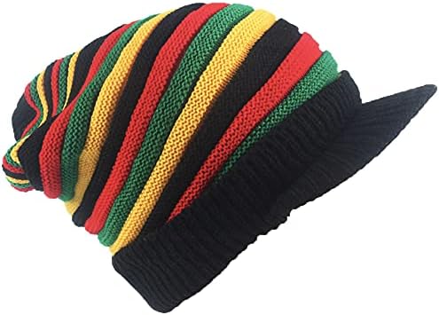 12 Pcs Wool Knit Rasta Hat Reggae Jamaican Cap Colorful Crochet Rasta Beanie Hat for Men Women