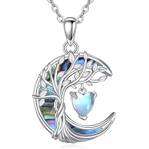 Raven/Cat/Tree of Life Necklace for Women 925 Sterling Silver Abalone Shell Tree of Life Pendant Animal Jewelry Halloween Christmas Birthday Gifts for Daughter Lover