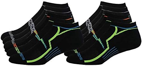 Saucony Men's Performance No-Show Socks, Black Asst, M 8-12 Shoe, 12 Pair