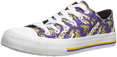 FOCO Minnesota Vikings NFL Womens Low Top Repeat Print Canvas Shoes - 7
