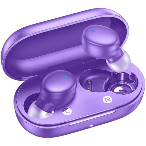 kurdene Wireless Earbuds Bluetooth 5.3 in Ear Buds Light-Weight Headphones,Deep Bass Sound,Built-in Mics Headset,Clear Calls Earphones for Sports Workout Purple