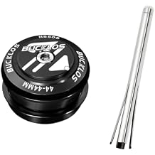 BUCKLOS 1-1/8 Bike Headset Threadless 44-44mm Black & Headset Cup Removal Tool Sturdy and Durable Stainless Steel Bicycle Head Parts Remover Suitable for -1/8, 1-1/4 and 1-1/2 inch for Bike Repair