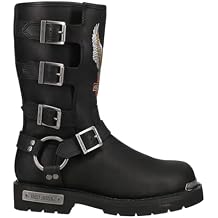 Harley-Davidson Footwear Womens Carrigan Metallic Stud Zippered Motorcycle Casual Boots Ankle Low Heel 1-2"