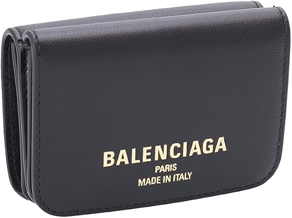 Balenciaga 810904 2ABGH 1000 Women's Tri-Fold Cash 2.0 Mini Wallet, Leather, Black, Black