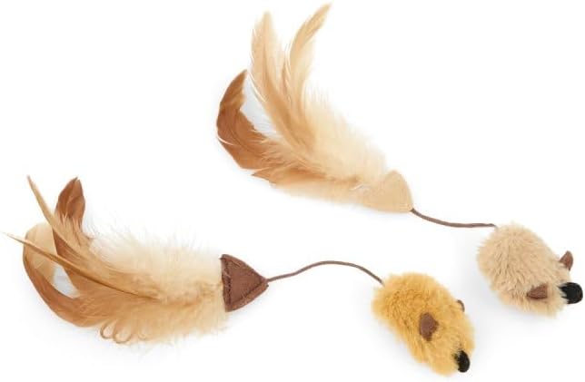 Petface Feather Tail Mice Cat Toy, Pack of 2