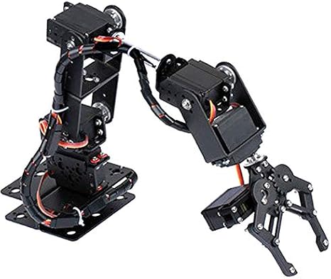 Mechanical Arm, 6DOF Robot Arm, Full Metal Programmable Robot Mechanical Arm Clamp Claw Kit, Desktop Manipulator Robot with Feedback of Servo Parameter, Industrial Robot Parts