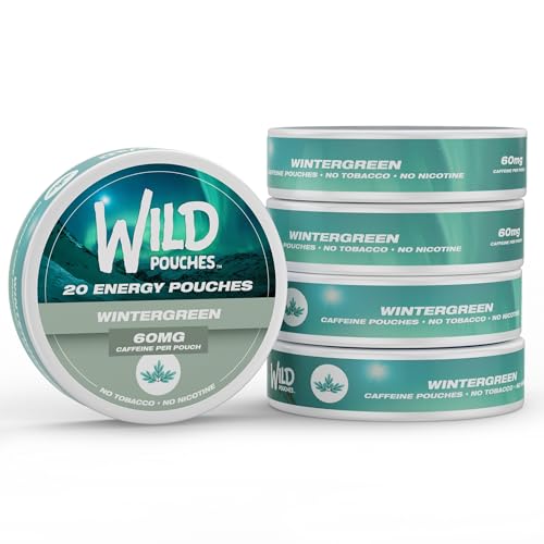 Wild 5 Pack 60mg Caffeine Pouches Nicotine Free Wintergreen - 20 x Energy Pouches - Caffeine Pouch