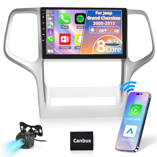 [4G64G 8-Core] for Jeep Grand Cherokee 2008-2013 Upgrade Radio - Wireless Carplay & Android Auto - 9 inch IPS 1280  720P Touchscreen Android 13 Stereo - DSP32EQ59 UIWiFiGPS  AHD Backup Camera