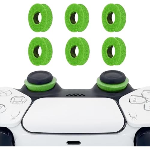 6 Pack Precision Rings Aim Assist for PS5, for PS4, Compatible with Xbox Controllers Accessories Enhance Accuracy & Control with Soft Silicone Rings Compatible with Fortnite & FPS Games,Green