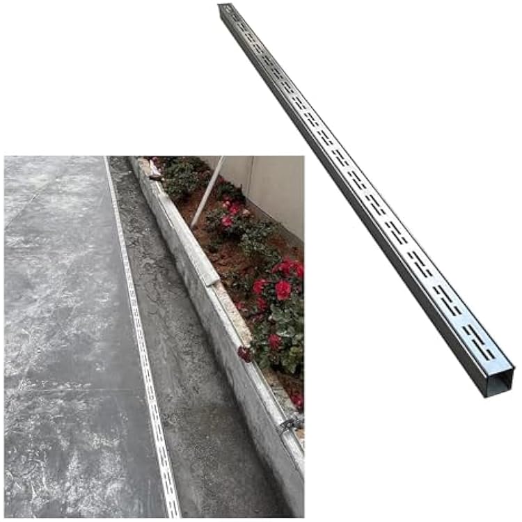 Floor Drainage Trench Stainless Steel, Outdoor Channel Drain Kit for BathroomKitchenYard, Driveway Drain and Grates, Trench Drain Channel System5x5cm2x2