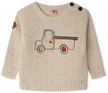 Tuc Tuc | Baby and Toddlers' Pullover Truck Crewneck Sweater | Collection Natural Grown | Apricot