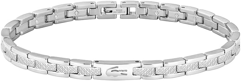 Lacoste Men's METROPOLE Collection Link Bracelet in Stainless Steel Embellished with Petit Piqué Pattern - 2040117