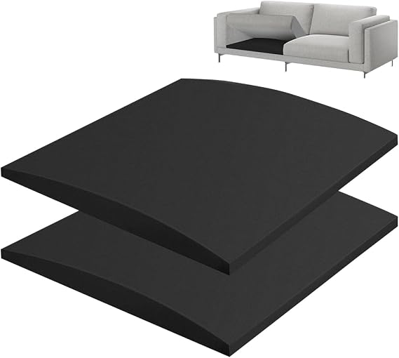 Sofa Cushion Support, 2 Pack 50 x 50cm Sofa Saver Furniture Seat Support Foam, High-Density Curve Sponge sofa support Pad, Upholstery Sag Repair Padding for Seat Cushions, Black