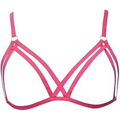 Women Sexy Elastic Harness Lingerie Porn Cupless Cage Bra Hollow Out Bandage Strappy Naughty Bustier Exotic Bra Top