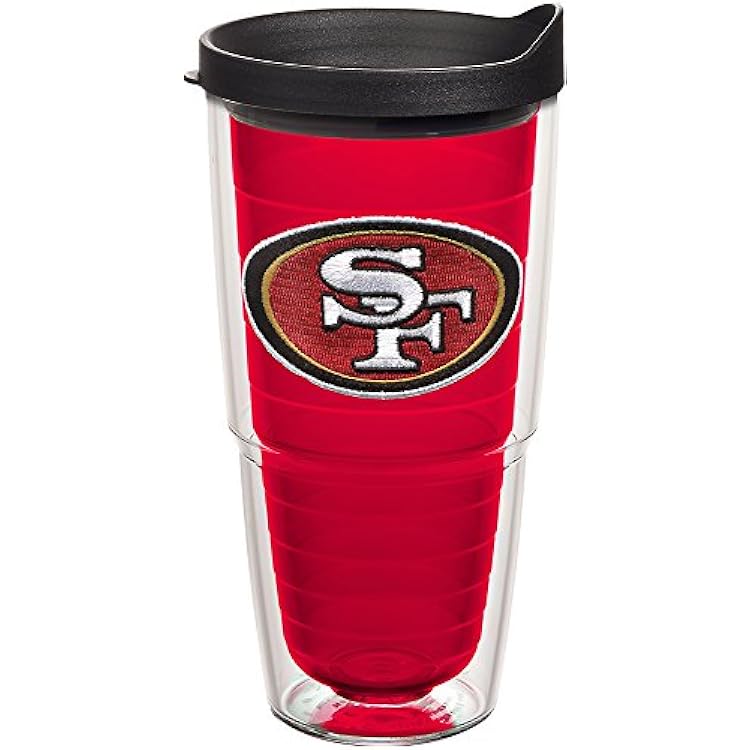 Tervis Made in USA Double Walled NFL San Francisco 49ers Insulated Tumbler Cup Keeps Drinks Cold & Hot, 24oz, Primary Logo - Red Inner