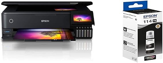 Epson EcoTank ET-8550 A3 Print/Scan/Copy Wi-Fi Photo Ink Tank Printer, With Up To 2 Years Worth Of Ink Included & - 114 EcoTank Photo Black Ink Bottle