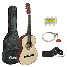 38-inch Kids Beginner Wood Acoustic Guitar Right-handed with Pitch Pipe Gig Bag Extra Nylon Strings Set Pick for Kids/Girls/Boys/Beginners (Natural)