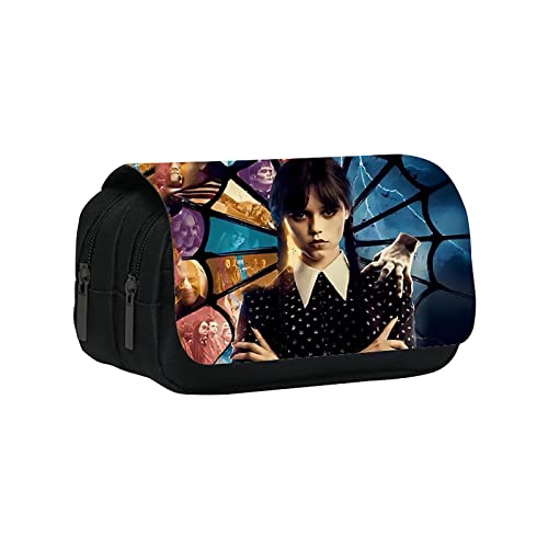 Large Capacity Pencil Case with Zipper Pencil Pouch Multi-Purpose Pen Bag Black