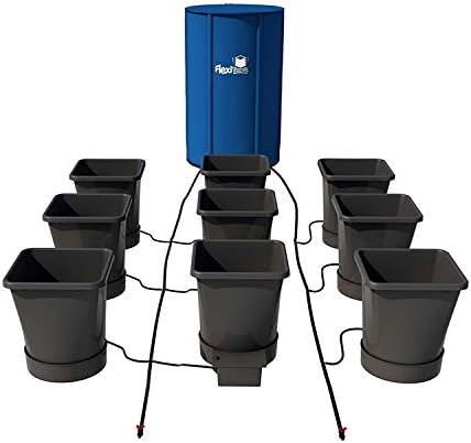 AutoPot 9 Pot XL System with 6.6 Gallon Pots and 25 Gallon FlexiTank - Self-Watering, Gravity-Fed Hydroponic Indoor System, Black