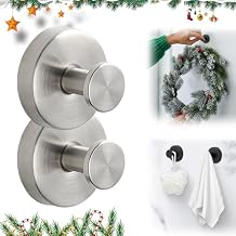 2025 Upgraded Suction Cup Hooks, No-Drill Stainless Steel Waterproof Hooks for Shower Bathroom(Silver, 2PCS)