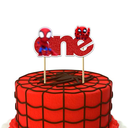 Spde and His Amzing Frinds One Cake Topper Cartoon Hero Friends Theme Birthday Cake Decoration with Number One Design for Party Celebrations, Fun Group Style Events, Cake Styling Accessories